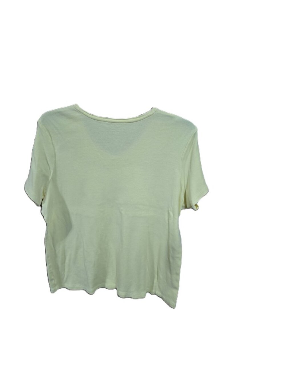 Falls Creek Solid Yellow Short Sleeve V-Neck Top Size 1X - Picture 3 of 4